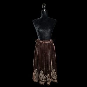 Carole Little - Brown Velour Cinched Waist Sequin Embellished Skirt - Size 6